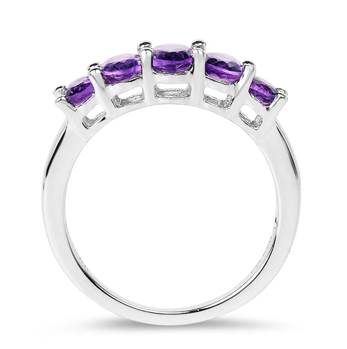 1.43 Carat Genuine Amethyst .925 Sterling Silver Ring DestGlow