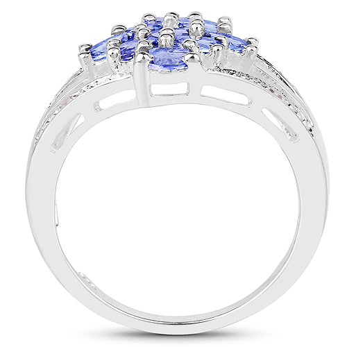 1.59 Carat Genuine Tanzanite and White Topaz .925 Sterling Silver Ring by Bids.com