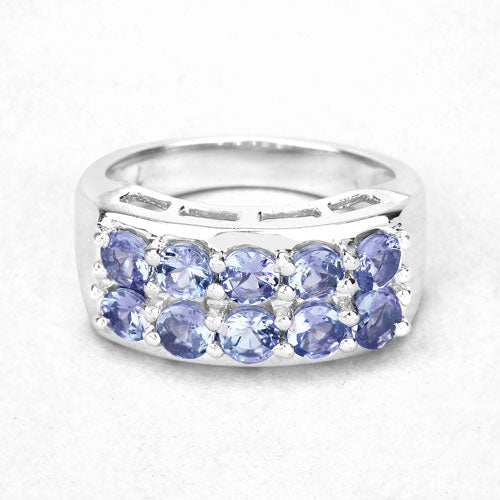 1.90 Carat Genuine Tanzanite .925 Sterling Silver Ring DestGlow