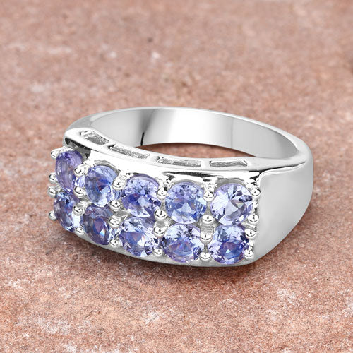 1.90 Carat Genuine Tanzanite .925 Sterling Silver Ring DestGlow