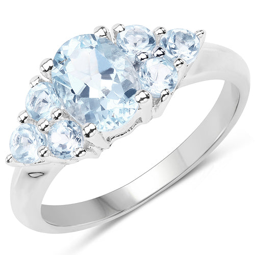 2.32 Carat Genuine Blue Topaz .925 Sterling Silver Ring DestGlow