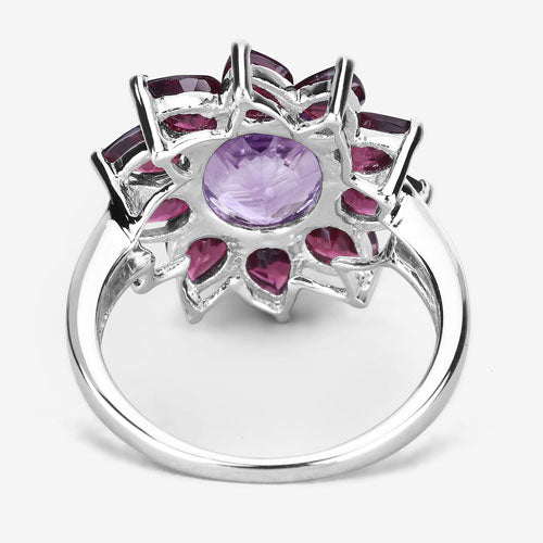5.65 Carat Genuine Amethyst and Rhodolite .925 Sterling Silver Ring by Bids.com