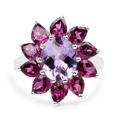 5.65 Carat Genuine Amethyst and Rhodolite .925 Sterling Silver Ring by Bids.com
