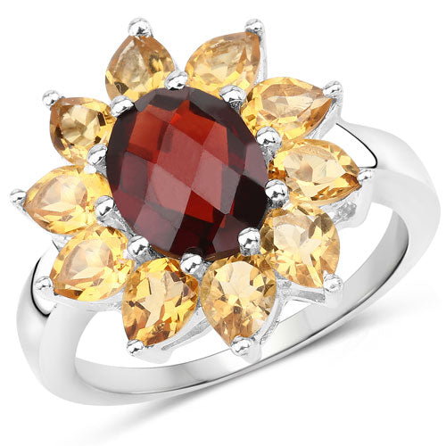 5.50 Carat Genuine Garnet and Citrine .925 Sterling Silver Ring by Bids.com