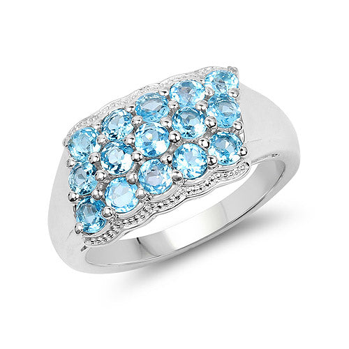 1.50 Carat Genuine Swiss Blue Topaz .925 Sterling Silver Ring DestGlow