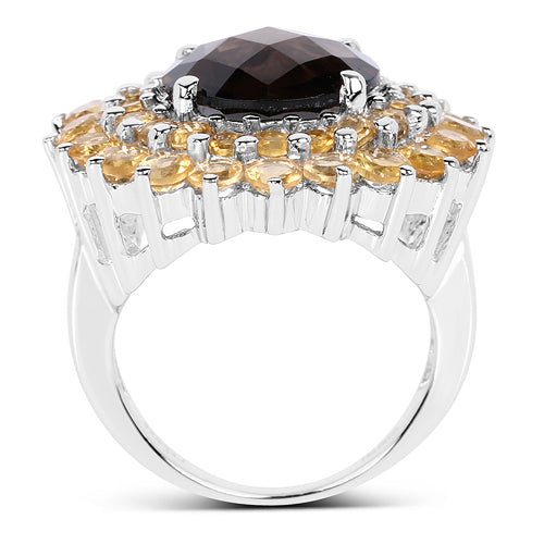 8.56 Carat Genuine Smoky Quartz & Citrine .925 Sterling Silver Ring by Bids.com