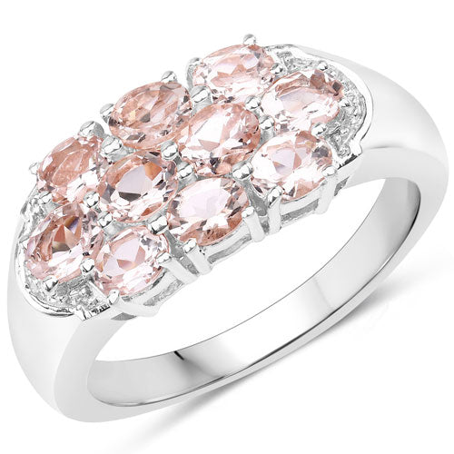 1.50 Carat Genuine Morganite .925 Sterling Silver Ring DestGlow