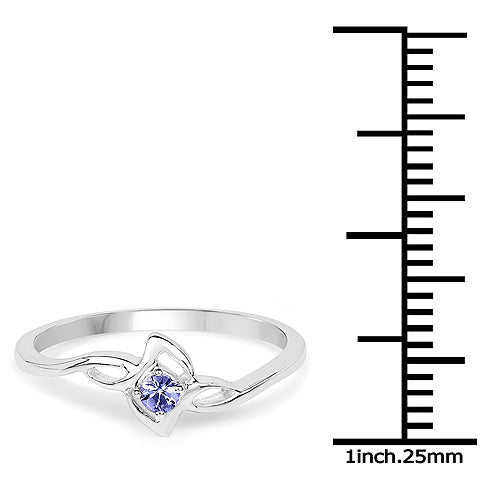 0.07 Carat Genuine Tanzanite .925 Sterling Silver Ring DestGlow