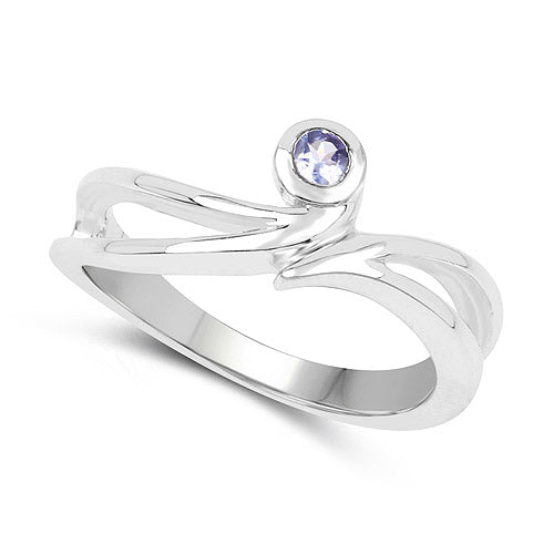 0.10 Carat Genuine Tanzanite .925 Sterling Silver Ring DestGlow