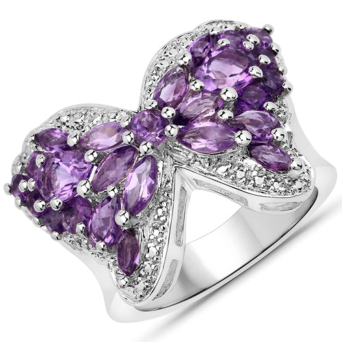 3.08 Carat Genuine Amethyst .925 Sterling Silver Ring DestGlow