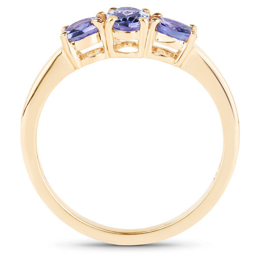 18K Yellow Gold Plated 0.90 Carat Genuine Tanzanite .925 Sterling Silver Ring by Bids.com