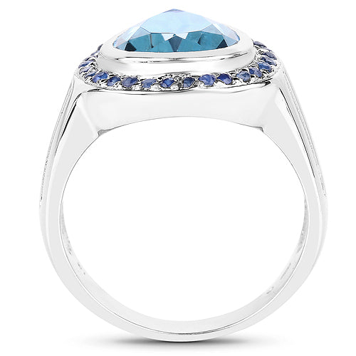 5.42 Carat Genuine Blue Topaz and Blue Sapphire .925 Sterling Silver Ring by Bids.com