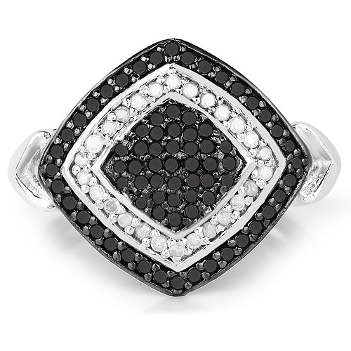 0.56 Carat Genuine White Diamond and Black Diamond .925 Sterling Silver Ring by Bids.com