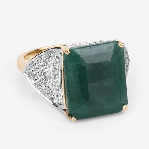 8.70 Carat Dyed Emerald and White Topaz .925 Sterling Silver Ring by Bids.com