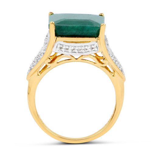 8.70 Carat Dyed Emerald and White Topaz .925 Sterling Silver Ring by Bids.com