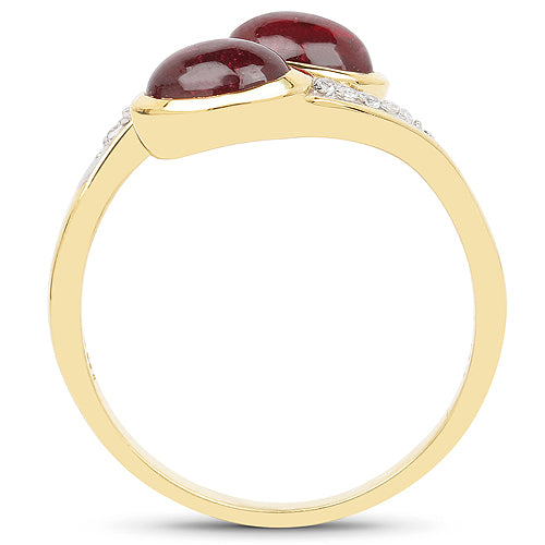 14K Yellow Gold Plated 2.38 Carat Glass Filled Ruby and White Topaz .925 Sterling Silver Ring by Bids.com