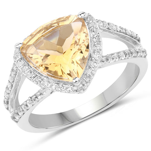 3.06 Carat Genuine Citrine and White Topaz .925 Sterling Silver Ring by Bids.com