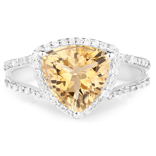 3.06 Carat Genuine Citrine and White Topaz .925 Sterling Silver Ring by Bids.com