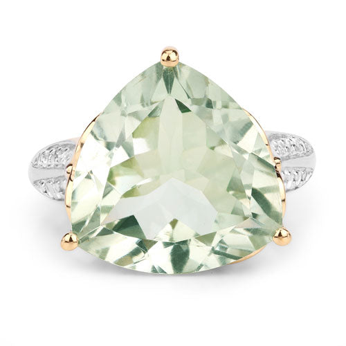 8.08 Carat Genuine Green Amethyst and White Topaz .925 Sterling Silver Ring by Bids.com