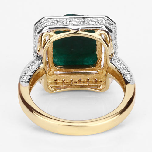 5.18 Carat Dyed Emerald and White Topaz .925 Sterling Silver Ring by Bids.com