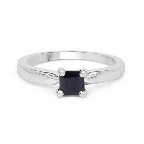 0.63 Carat Genuine Black Sapphire .925 Sterling Silver Ring DestGlow