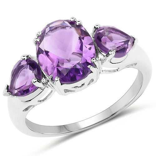 3.11 Carat Genuine Amethyst .925 Sterling Silver Ring DestGlow