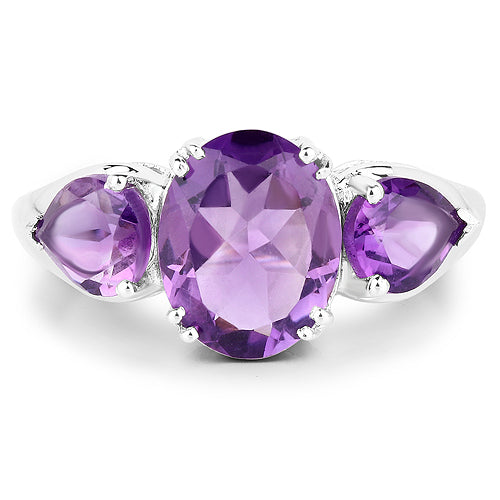 3.11 Carat Genuine Amethyst .925 Sterling Silver Ring DestGlow