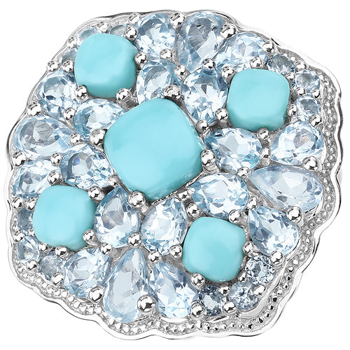 6.18 Carat Genuine Turquoise and Blue Topaz .925 Sterling Silver Ring by Bids.com