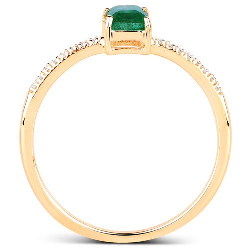 0.59 Carat Genuine Zambian Emerald and White Diamond 14K Yellow Gold Ring by Bids.com