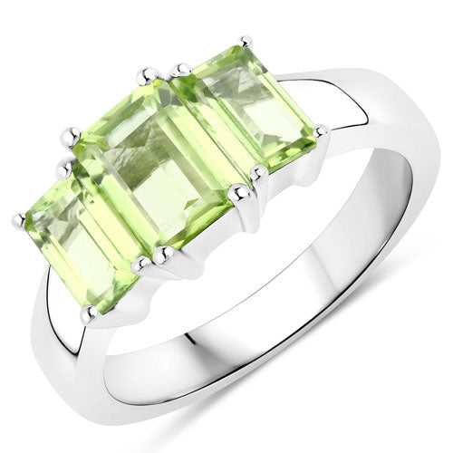 2.10 Carat Genuine Peridot .925 Sterling Silver Ring DestGlow