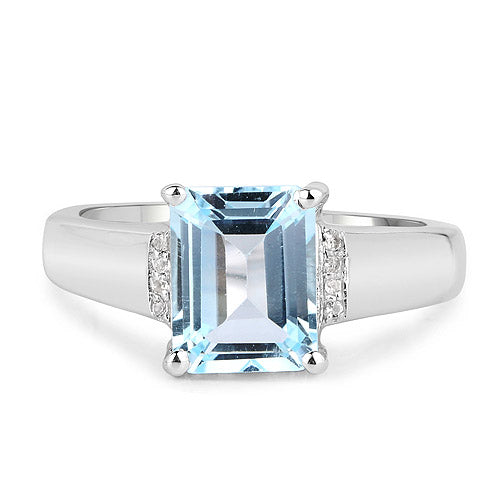 2.64 Carat Genuine Blue Topaz and White Topaz .925 Sterling Silver Ring by Bids.com