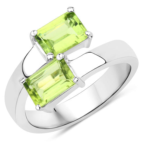 2.00 Carat Genuine Peridot .925 Sterling Silver Ring by Bids.com