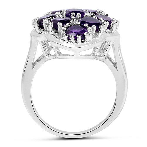 4.05 Carat Genuine Amethyst .925 Sterling Silver Ring DestGlow