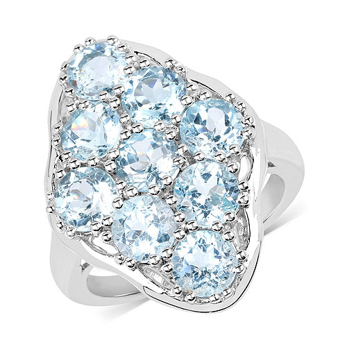 5.40 Carat Genuine Blue Topaz .925 Sterling Silver Ring by Bids.com