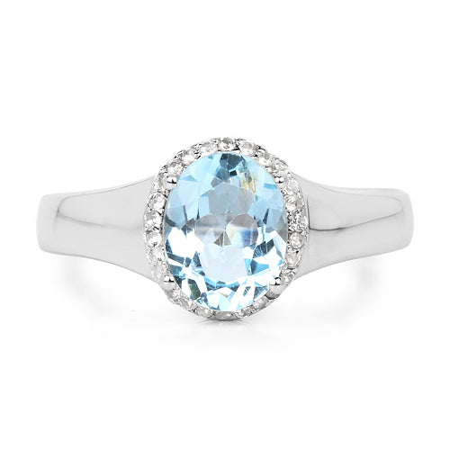 2.63 Carat Genuine Blue Topaz and White Topaz .925 Sterling Silver Ring by Bids.com