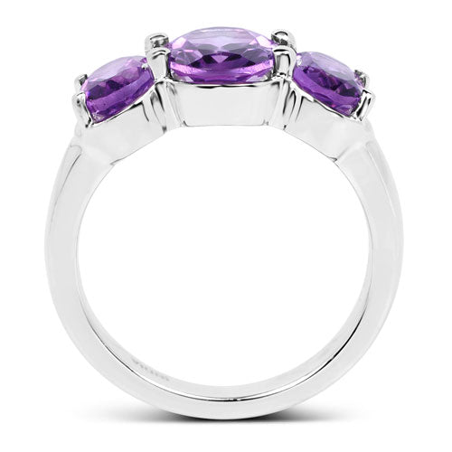 3.20 Carat Genuine Amethyst .925 Sterling Silver Ring DestGlow
