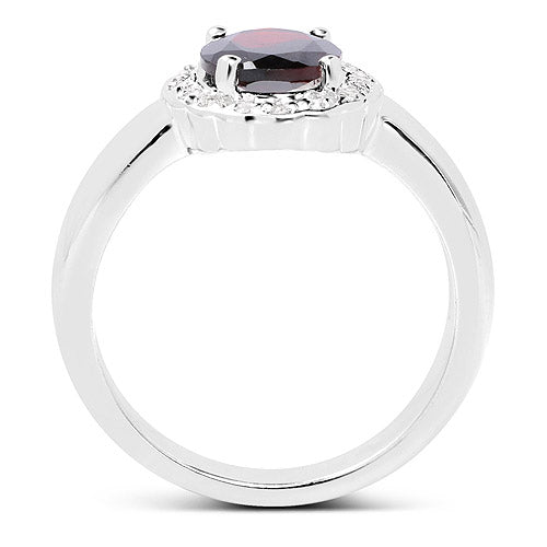 2.58 Carat Genuine Garnet and White Topaz .925 Sterling Silver Ring by Bids.com