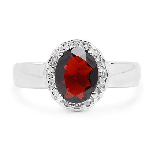 2.58 Carat Genuine Garnet and White Topaz .925 Sterling Silver Ring by Bids.com