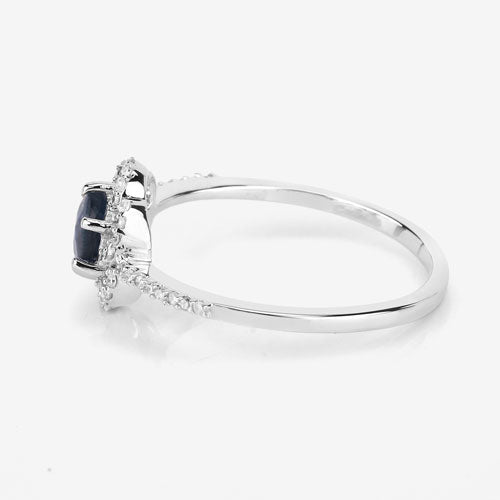 0.78 Carat Genuine Blue Sapphire and White Diamond 14K White Gold Ring by Bids.com