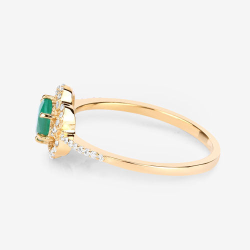0.55 Carat Genuine Zambian Emerald and White Diamond 14K Yellow Gold Ring by Bids.com