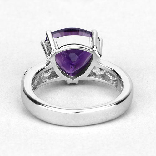 2.71 Carat Genuine Amethyst and White Topaz .925 Sterling Silver Ring by Bids.com