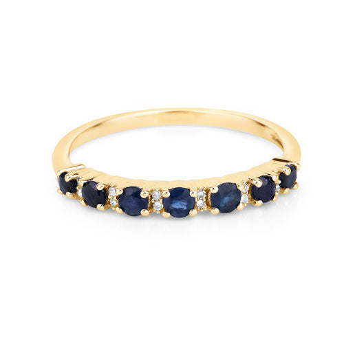 0.43 Carat Genuine Blue Sapphire and White Diamond 14K Yellow Gold Ring by Bids.com