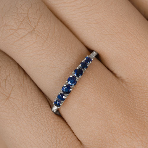 0.45 Carat Genuine Blue Sapphire and White Diamond 14K White Gold Ring by Bids.com