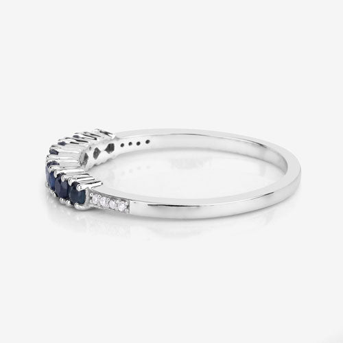 0.45 Carat Genuine Blue Sapphire and White Diamond 14K White Gold Ring by Bids.com