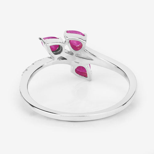 0.68 Carat Genuine Ruby and White Diamond 14K White Gold Ring by Bids.com