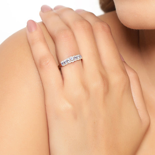 0.51 Carat Genuine Tanzanite and White Diamond 14K Yellow Gold Ring DestGlow