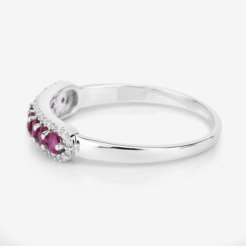 0.47 Carat Genuine Ruby and White Diamond 14K White Gold Ring by Bids.com