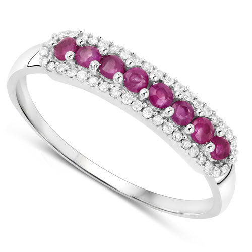 0.47 Carat Genuine Ruby and White Diamond 14K White Gold Ring by Bids.com
