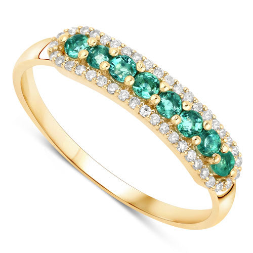 0.35 Carat Genuine Zambian Emerald and White Diamond 14K Yellow Gold Ring by Bids.com