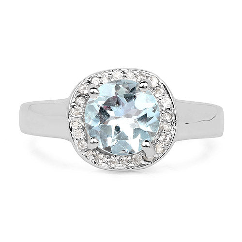 2.37 Carat Genuine Blue Topaz and White Topaz .925 Sterling Silver Ring by Bids.com